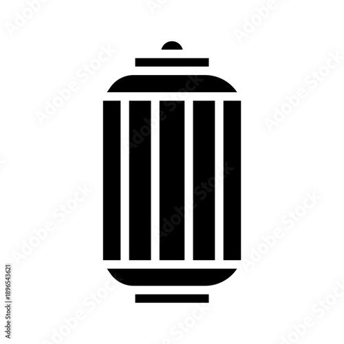 Black solid icon islamic lantern. Minimalist islamic ramadan silhouette icon isolated background.