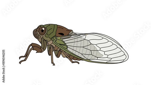 Close-up illustration of a cicada