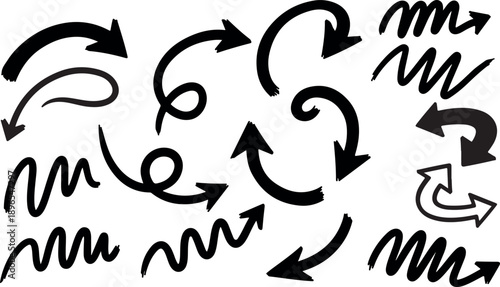 Hand sketched direction arrows with doodle style