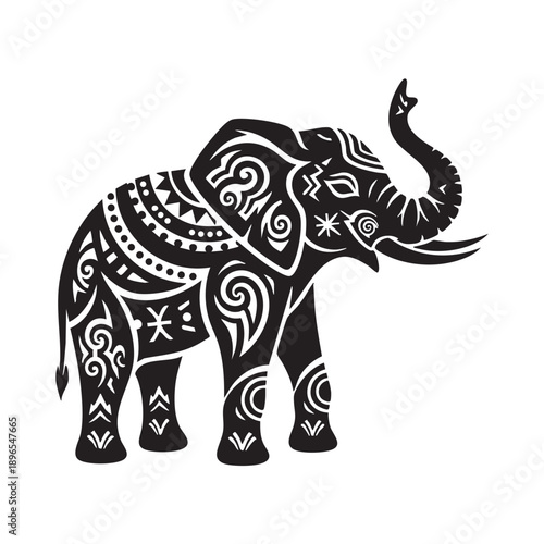 Stylish elephant silhouette vector on white background 