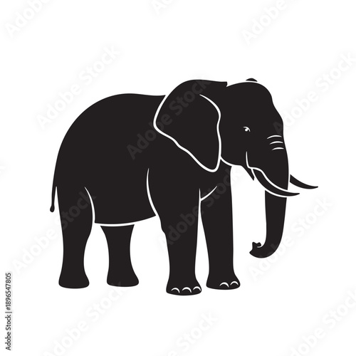 elephant silhouette vector on white background 
