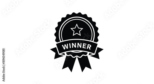 Black winner ribbon with a star a striking silhouette