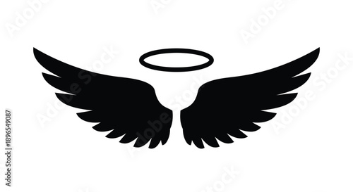 Black wings and halo design a striking graphic silhouette