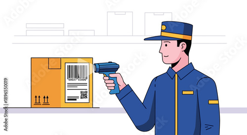 Worker scanning package barcode for efficient logistics operations.