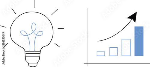 light bulb with business graph  Success icon set. Successful business development, plan and process symbol. Solid icons vector collection. Success icon set. Successful business development, plan 