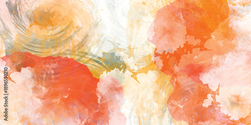 Red orange and yellow background, orang Colorful watercolor background of abstract sunset sky with paint blotches Orange watercolor background