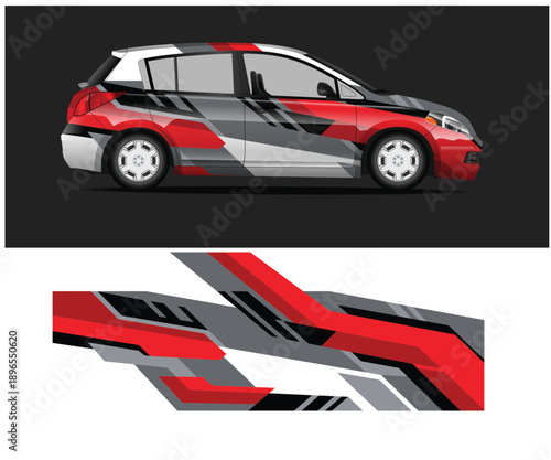 Red and gray striped car decal design and application