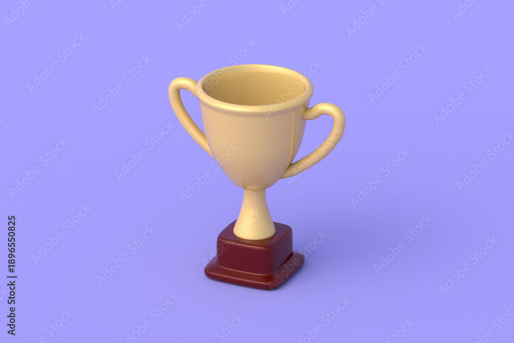 Fototapeta premium Winner's сup on violet background. Champion award. 3d render