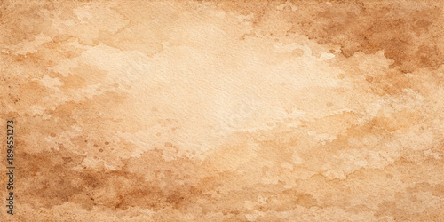 A blank aged parchment with a dirty brown grunge texture and stained yellow pattern creates an antique vintage paper surface for a retro wallpaper design