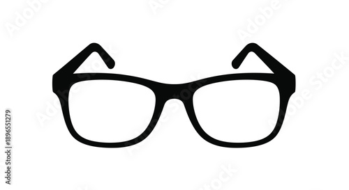 Black framed glasses isolated on a white background silhouette