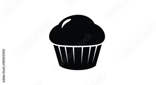 A simple black cupcake illustration with a distinct silhouette