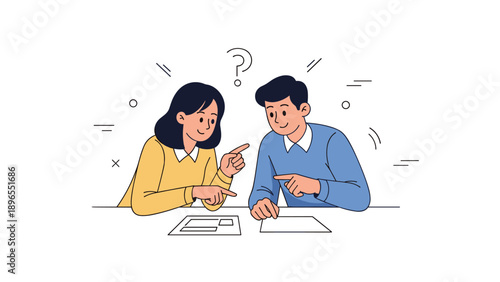 Asian male and female adults discussing work ideas in a collaborative setting