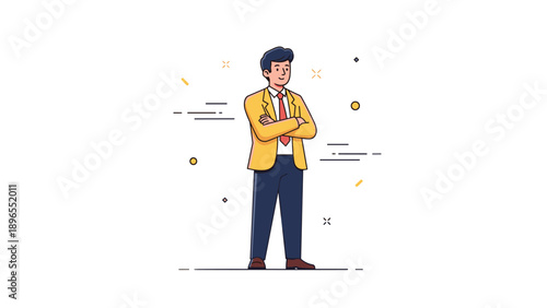 Confident young caucasian male professional in yellow jacket