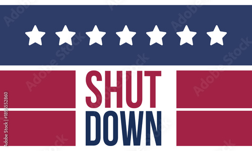 Government Shutdown Concept with United States American Flag and Bold Typography. Vector poster