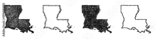 Sketch Louisiana map design set