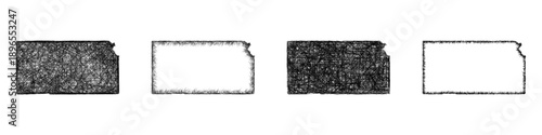 Sketch Kansas map design set