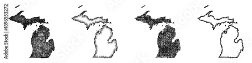 Sketch Michigan map design set
