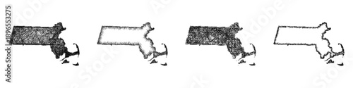 Sketch Massachusetts map design set