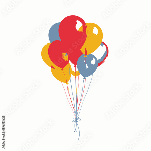 Colorful and Vibrant Cluster of Helium Balloons Floating Against a White Background Showcasing a Joyful and Festive Atmosphere