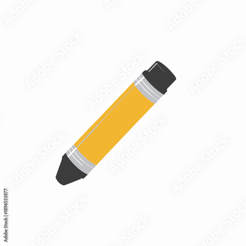 Illustration of a vibrant yellow crayon with black tips set against a plain white background, capturing the essence of creative art tools and playful design