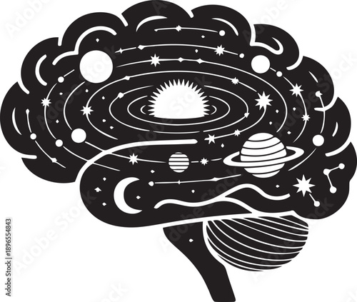 Human brain as a galaxy with planets and stars inside
