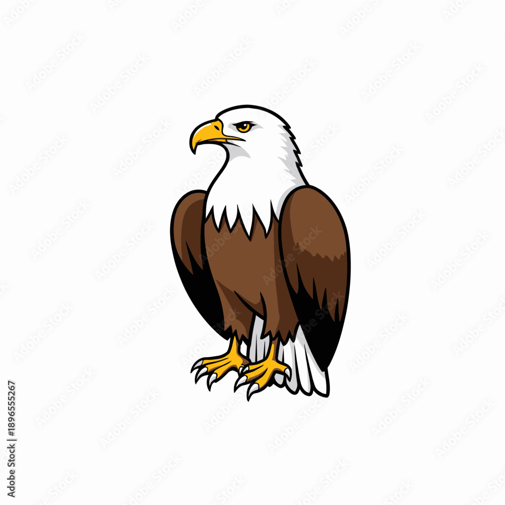 Obraz premium Majestic Bald Eagle Illustration Featuring a Regal Pose with Powerful Wings and Distinctive White Head Symbolizing Strength and Freedom