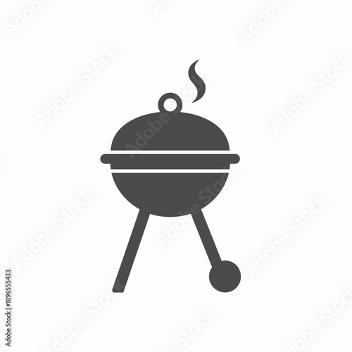 Illustration of a Classic Charcoal Grill with Steam Rising Indicating Active Cooking Process in a Minimalistic Style