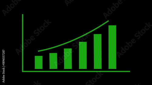 Animated business chart showing rising profits and upward trend in statistics.