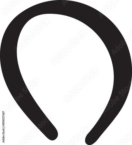 Black Classic Hairband Headband Silhouette Icon, Simple Hair Accessory Outline