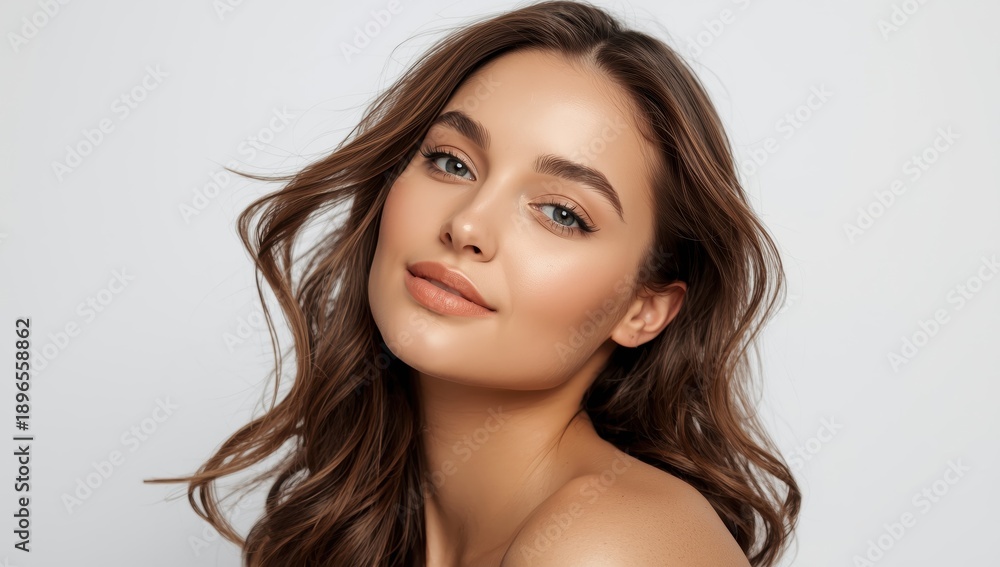 Naklejka premium Stunning young woman against a white backdrop