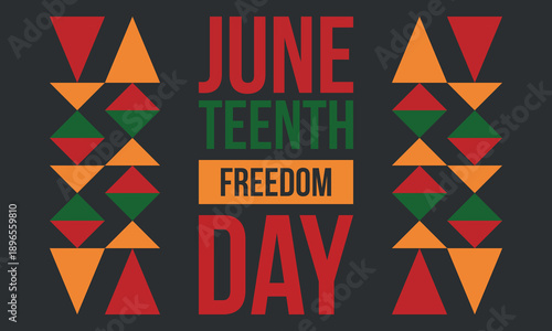 Juneteenth Independence Day. Freedom or Emancipation day. Annual american holiday, celebrated in June 19. African-American history and heritage. Poster, greeting card, banner and background. Vector