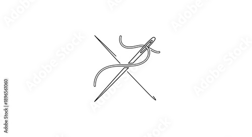 A simple line icon of a needle and thread, representing sewing, tailoring, or handmade crafts