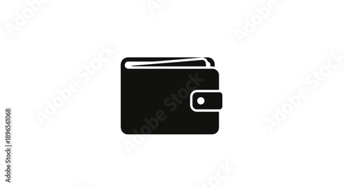 A black wallet icon with a button, representing money, payments, or personal finance.