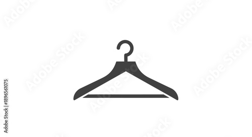 Black Clothes Hanger Icon for Wardrobe and Fashion on Isolated White Background