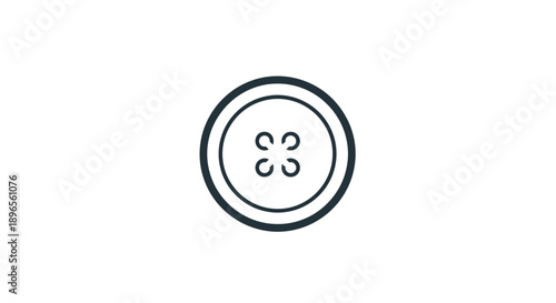 Simple Four-Hole Clothing Button Icon on Isolated White Background