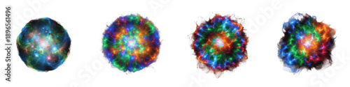 Bilde på lerret Set of Spherical Nebula Core and Stellar Remnant Evolution, Cosmic Gas Clouds an
