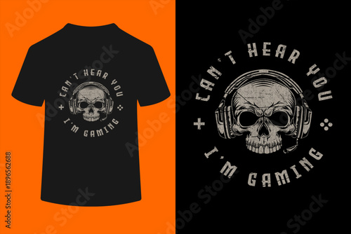 Ich kann Dich Nicht hören ich zocke Skull Nerd Gaming T-Shirt
