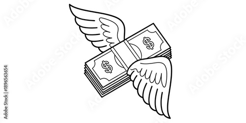 Money flying away with wings illustration representing financial loss and unexpected expenses