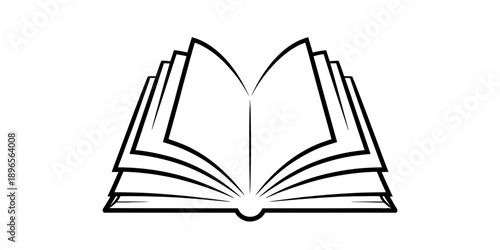 Open book icon symbolizing knowledge, education, learning, and literary exploration