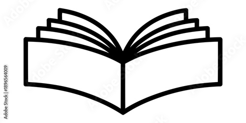 Simple outline icon of an open book, symbolizing knowledge, education, and reading