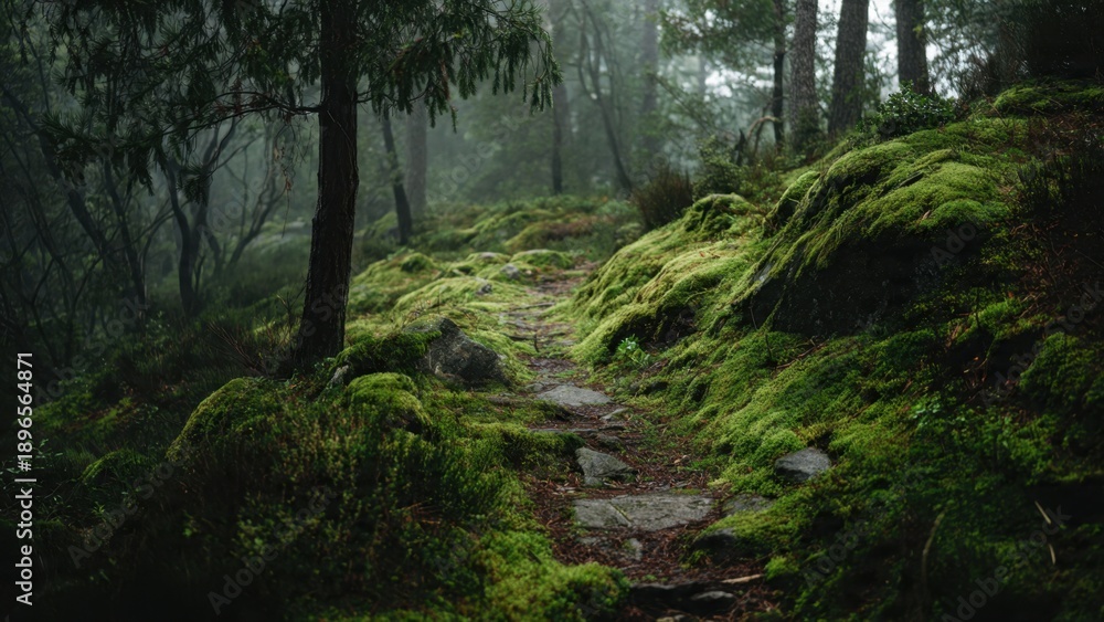 Obraz premium Lush Green Forest Path