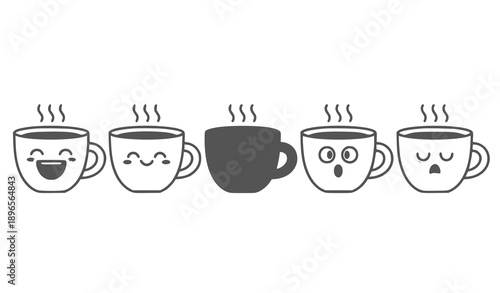 Cup of coffee with milk and coffee beans vector illustration
