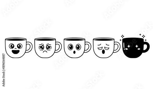 cute cartoon coffee cup with milk illustration