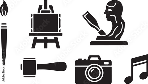 A collection of creative icons for art and music enthusiasts