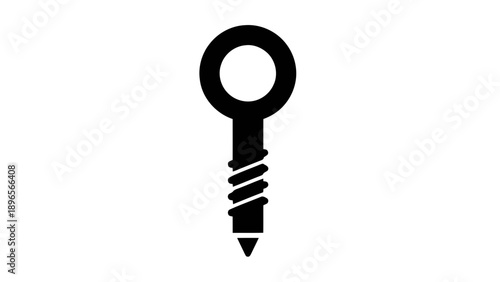 Vector illustration of a black eye bolt or screw eye, a versatile hardware component, on transparent background