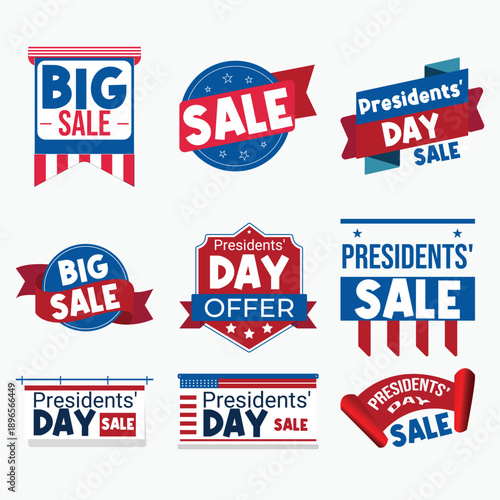 Wallpaper Mural "Presidents' Day Sale Badge Set with American Flag Elements and Patriotic Colors" Torontodigital.ca