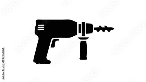 Vector illustration of an electric hand drill with a bit, power tool, on transparent background