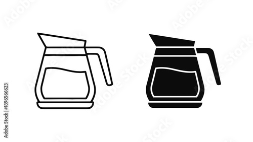 Vector illustration of, on transparent background classic coffee pot or beverage carafe icon set