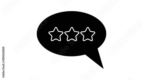 Vector illustration of, on transparent background, a customer review speech bubble with three rating stars