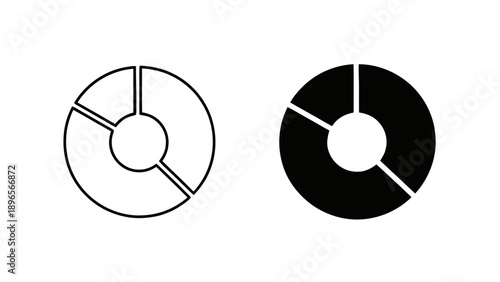 Vector illustration of, on transparent background Modern pie chart icon representing data segments for analysis
